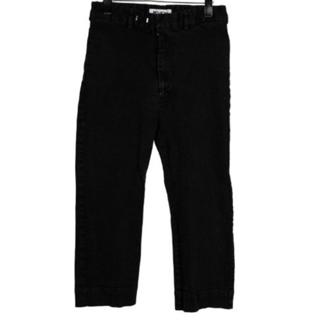 Roucha‎ Women's Black High Rise Straight Leg Cropped Denim Jeans Casual Edgy